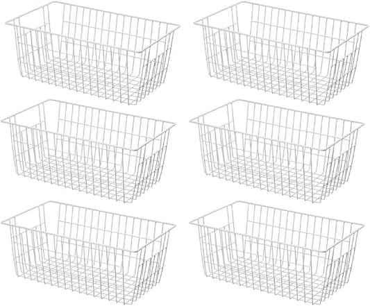 SANNO 14" Upright Freezer Storage Baskets, Farmhouse Metal Wire Organizer Storage Bin for Kitchen Pantry, 6 Pack for 16/17 / 21 Cu.Ft Stand up Freezer by SANNO