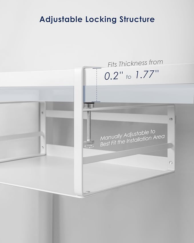 Nxconsu Under Shelf Basket, 2 Pack Under Shelf Storage Organizer, 13.4" | Heavy-Duty Metal Under Cabinet Shelf Basket Holds 30 lb with No-Drill Knob-Lock Clamp for Kitchen Pantry Cupboard - Image 3