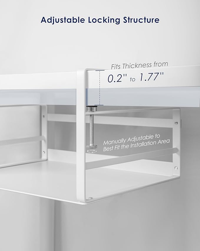 Nxconsu Under Shelf Basket, 2 Pack Under Shelf Storage Organizer, 16.1" | Heavy-Duty Metal Under Cabinet Shelf Basket Holds 30 lb with No-Drill Knob-Lock Clamp for Kitchen Pantry Cupboard - Image 3