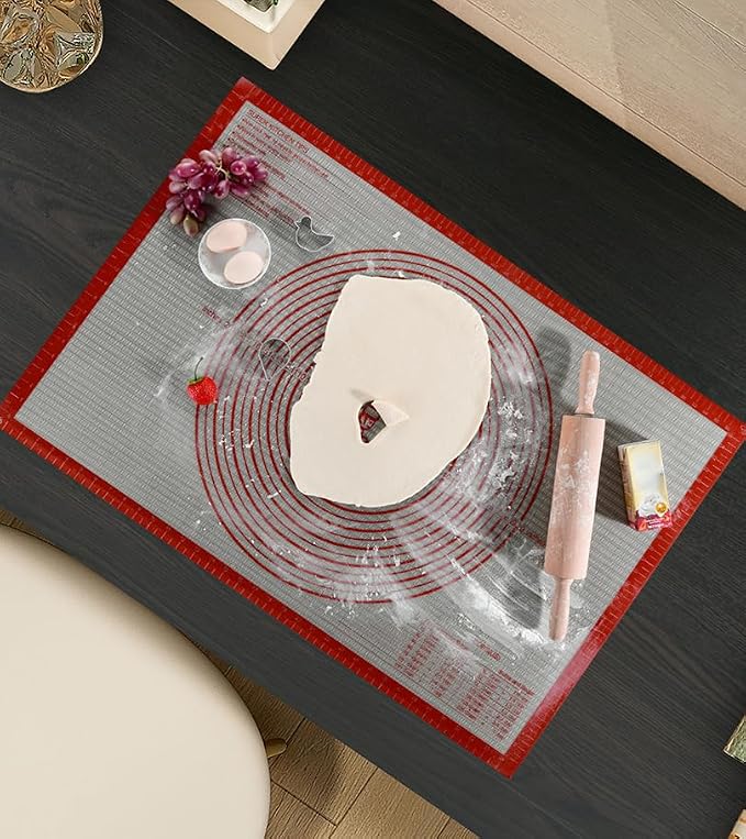Non-slip Silicone Pastry Mat Extra Large Measurements 36''x 24'' Baking Mat | Silicone Baking Mat Counter/Dough Rolling/Oven Liner/Fondant/Pie Crust Sourdough Bread Baking Supplies（Red） - Image 2
