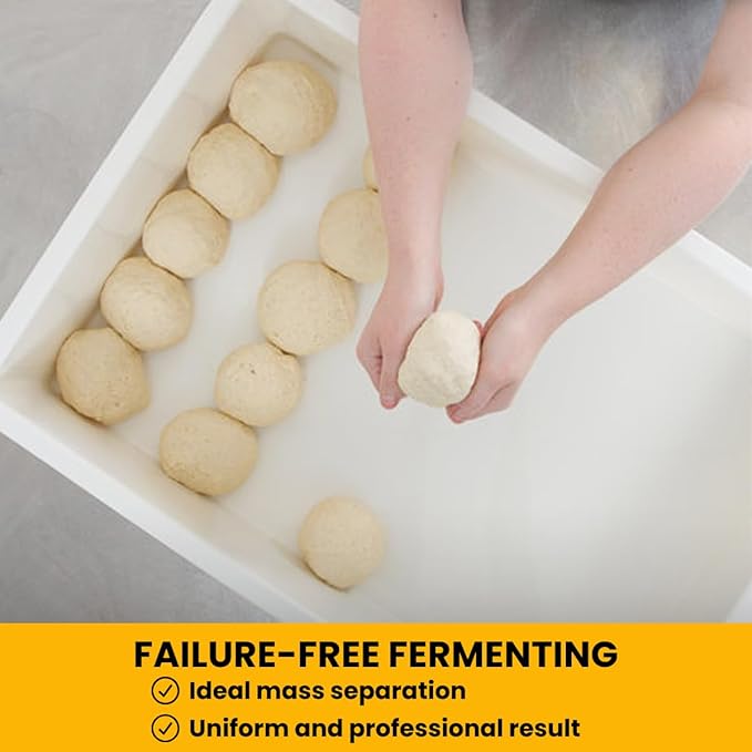 L'Oro Del Sud Commercial Dough Proofing Box Tray with Lid, White, 5 Pack | 23.6" x 15.74" x 2.75" Stackable Pizza Dough Container, Impact & Temperature Resistant Bin, Pizza Tray, Product of Italy - Image 2
