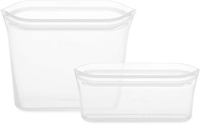 Zip Top Reusable Food Storage Bags | 2 Bag Set [Frost] | Silicone Meal Prep Container | Microwave, Dishwasher and Freezer Safe | Made in the USA - Image 2