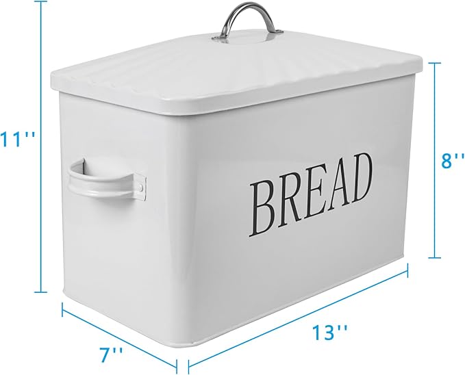 DreamsEden Large Bread Box, Metal Loaf Storage Container for Kitchen Countertop (White) - Image 6