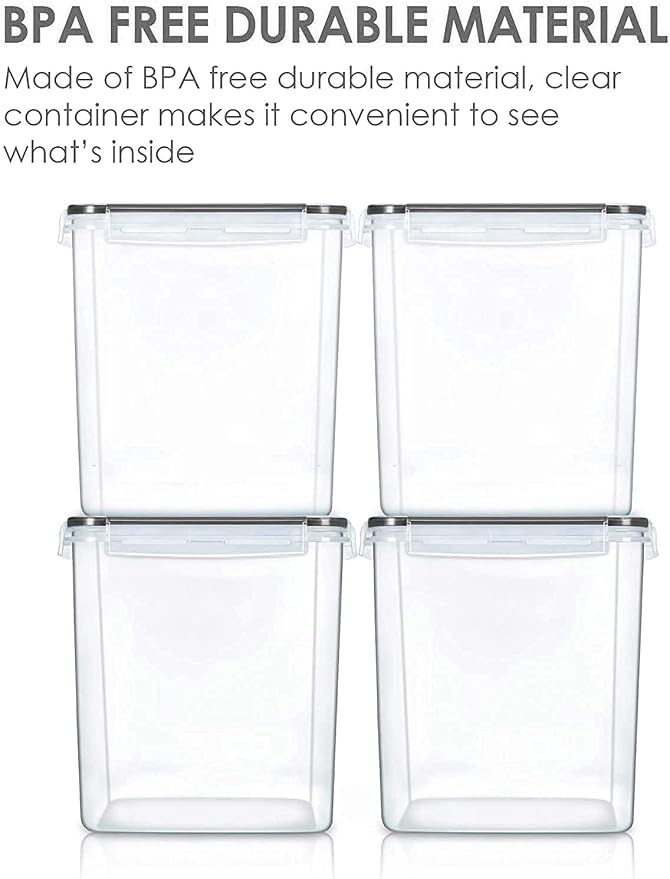 Vtopmart 2.5 L Flour Sugar Storage Containers, 4 PCS, Black | Airtight Seal, Multiple Sizes, BPA Free, Food Grade Material, Dishwasher Safe (Not Lids) - Image 5