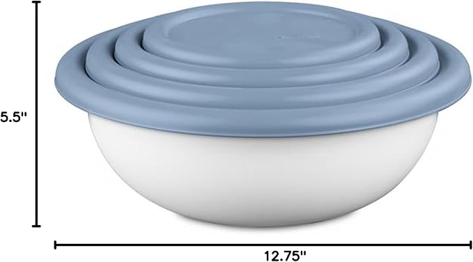 Sterilite Covered Bowl Set, Plastic Nesting Kitchen Mixing Bowls with Pour Spout, Meal Prep Food Storage Containers with Lids, Washed Blue (Set of 12) - Image 9