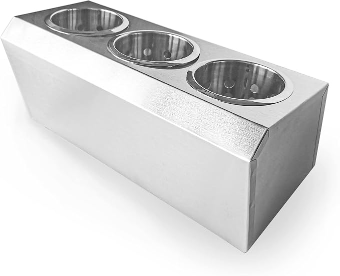 Flatware Organizers Stainless Steel Cylinder Flatware Silverware Utensil Holder Organizer Caddy (3 holes) - Image 3