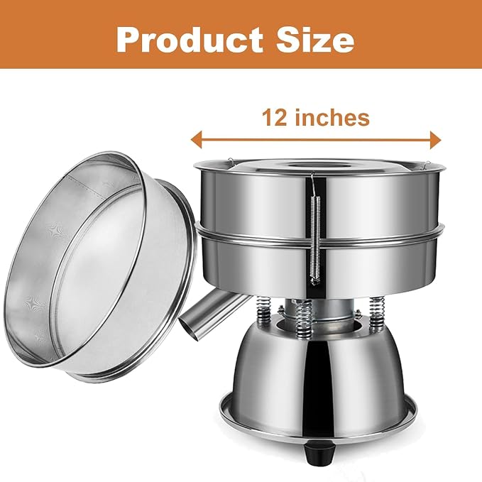 Sidasu Automatic Sieve Shaker Machine,Vibrating Sifter with 40&60 Screens | Electric 110V Sifter Machine for Baking Kitchens,Grain Milling,Herbal Powder,Food Preparation - Image 2