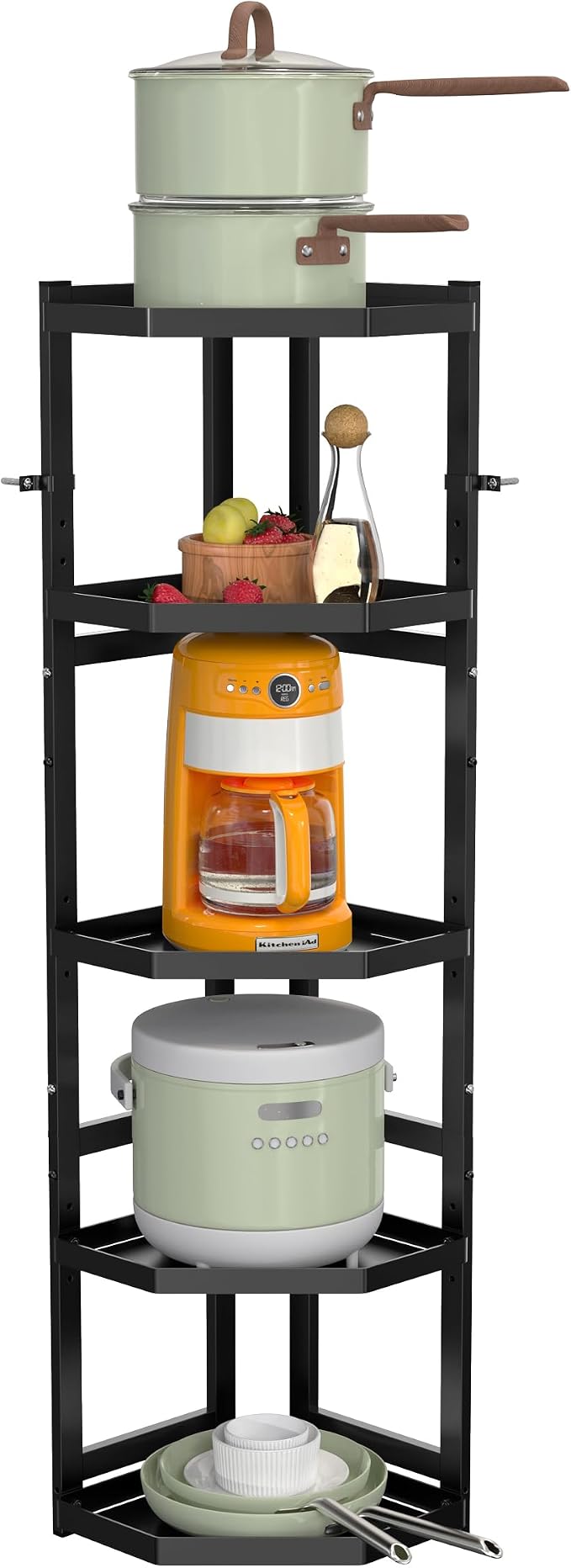 5-Tier Multifunctional Adjustable Pan & Pot Rack for Kitchen, Pan Organizer, Pot Organizer Organization & Storage, Pot Lid Organizer (Corner 5-tier wall mount) by Supfirm