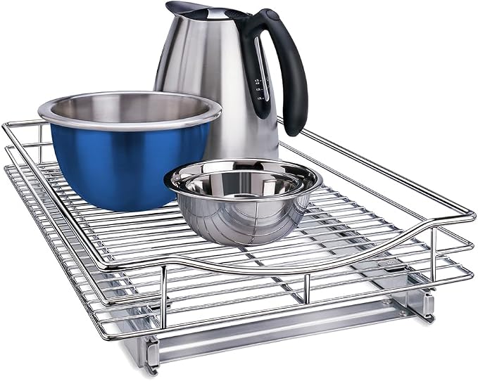 LYNK PROFESSIONAL® Pull Out Cabinet Organizer, 14" x 21" Slide Out Cabinet Organizer Pull Out Drawer – Pull Out Shelves for Kitchen Cabinets – Under Sink Organizers - Lifetime Ltd. Warranty, Chrome by LYNKPROFESSIONAL