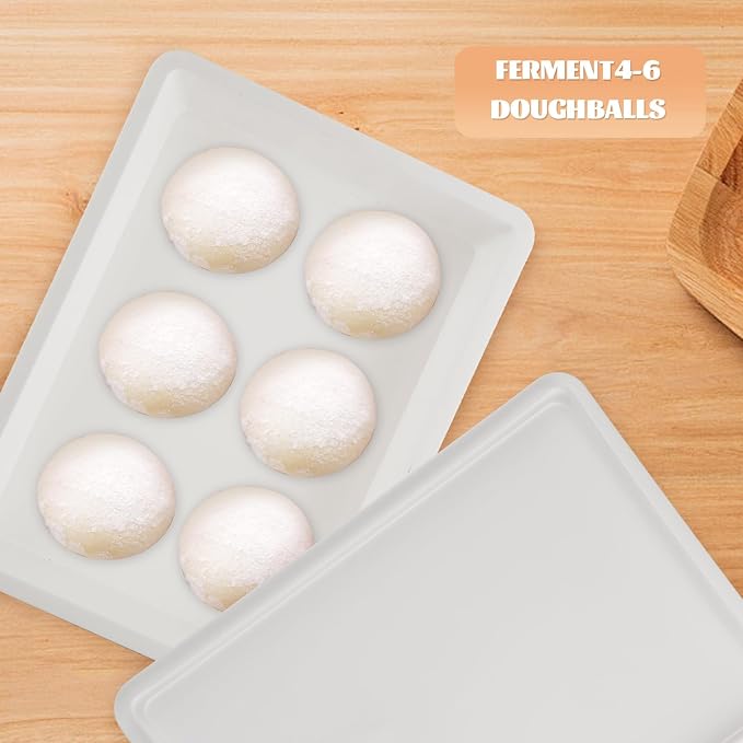 2 Pack Pizza Dough Proofing Box with lid, 2 Size Plastic Stackable BPA-Free Trays with Covers, Pizza Proofing Container, Pizza Box for Proofing Dough, 15.7 x 11.8 Inch, Height 3&4 Inch - Image 4