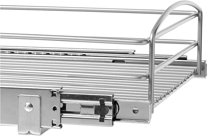 Knape & Vogt RS-MUB-14-FN 5 in. H x 15 in. W x 20 in. D Multi-Use Basket Silver Pull Out Cabinet Organizer, Frosted Nickel - Image 8