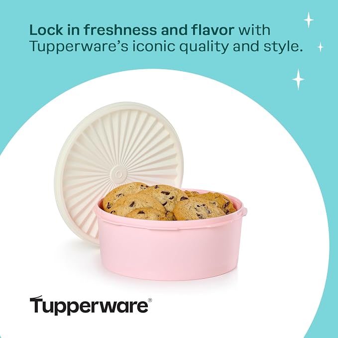 Tupperware Heritage Collection 7.6 Cup Cookie Canister, Vintage Light Pink Color, Dishwasher Safe and BPA Free Container (1.8 L) - Image 5