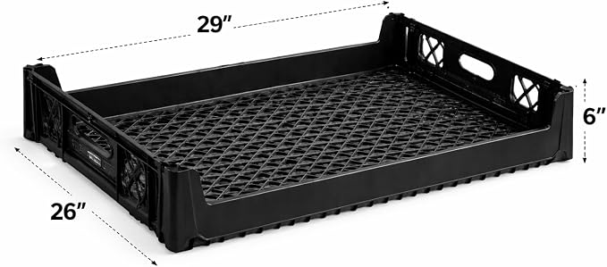 [4-Pack] Black Plastic Bread Tray, 29 x 26 x 6 Inches, 12-Loaf Capacity, Stackable with Reinforced Corners, Dual Handles for Commercial Bakery - Image 2
