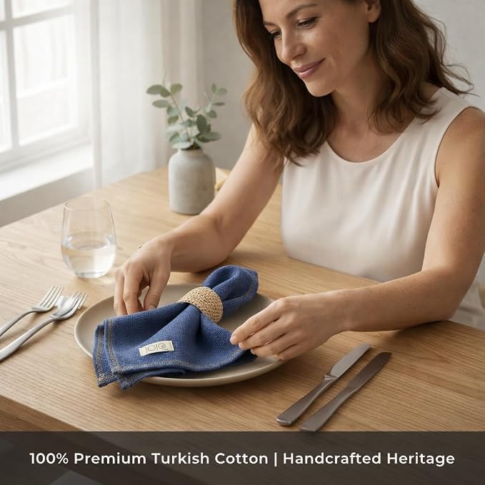 Odin 100% Turkish Cotton Dinner Napkins Set of 4, 18x18 Inch, Clean Edge, Oeko-TEX Certified, Reusable Cloth Napkins for Dining, Entertaining, and Holiday Tables - Image 2