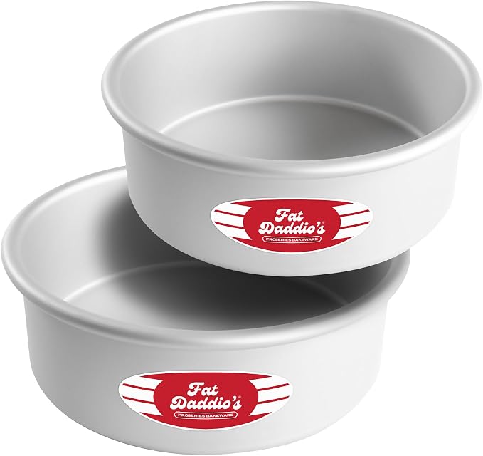 Fat Daddio's PRD-83SET Anodized Aluminum Round Cake Pans, 2 Piece Set, 8 x 3 Inch by FatDaddios