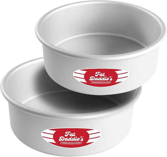 Fat Daddio's PRD-83SET Anodized Aluminum Round Cake Pans, 2 Piece Set, 8 x 3 Inch by FatDaddios
