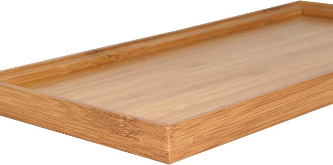 BambooMN Organic Bamboo Serving Tray, Vanity, Tea, Appetizers, Snacks, Charcuterie Board, 11"x5.5"x0.6" - 3 Trays - Image 3