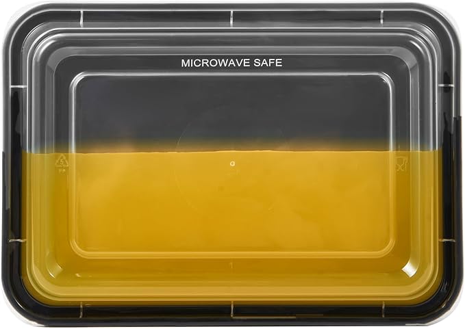 50 Pack Meal Prep Plastic Food Storage Containers With Lids 28 oz 1 Compartment Black Rectangular Reusable To Go Lunch Prepping Boxes BPA-Free Microwavable Freezer Dishwasher Safe Stackable - Image 3