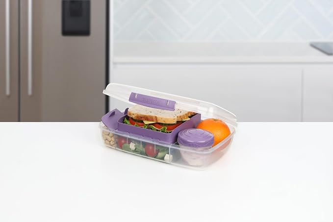 Sistema To Go 1.76L (3-Pack) Bento Box Food Storage Containers, School Lunch Boxes with Removable Dividers & Snack Pot, Freezer, Microwave, & Dishwasher-Safe, Assorted Colors, BPA-Free - Image 5