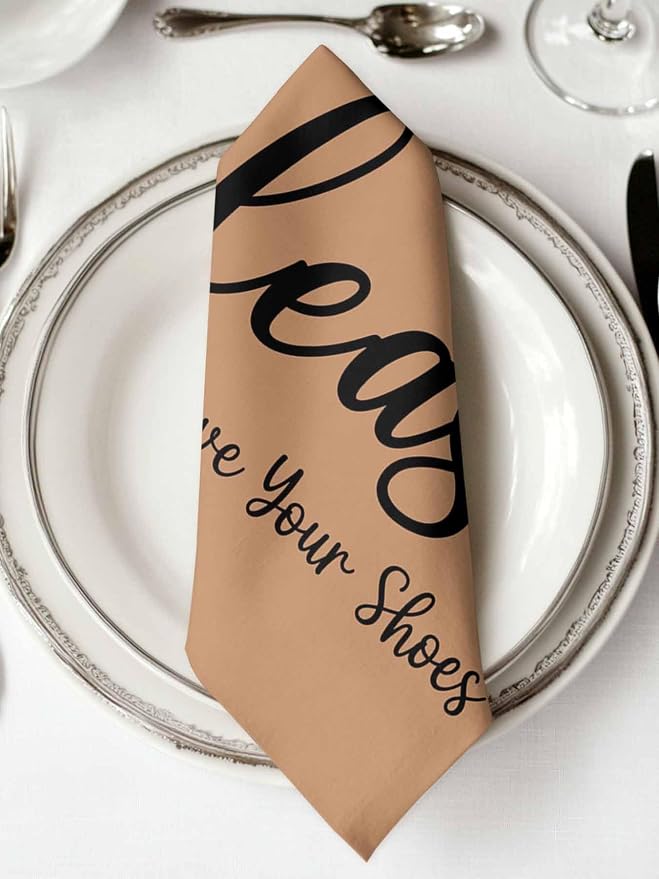 Bworn Black Footprints Cloth Napkins Set of 8 - Washable Dinner Napkins Reusable Table Napkins for Home Party Weeding Dining Table Setting Decoration, Please Move Youe Shoes Oversized 20"x20" - Image 2