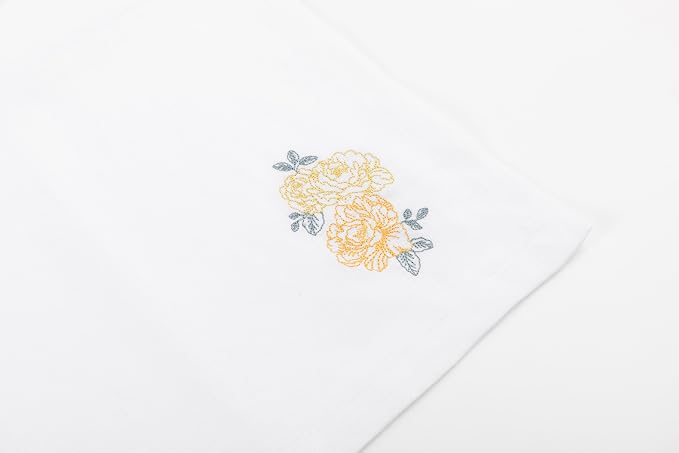 White Linen Napkins Set of 4-100% Pure Linen Embroidered Dinner Napkins, Washable Reusable, 19 x 19 Inch for Spring Summer Mother's Day - Botanical Embroidery (Rose Garden Collection) - Image 8