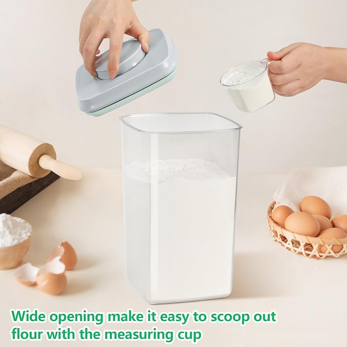 4.2 Qt Airtight Flour Rice Storage Container with Pop-up Lid Sugar Holder | Crystal-Clear BPA Free Plastic Spaghetti Containers, Tall and Slim Food Storage Bin for Kitchen Pantry Organization - Image 4