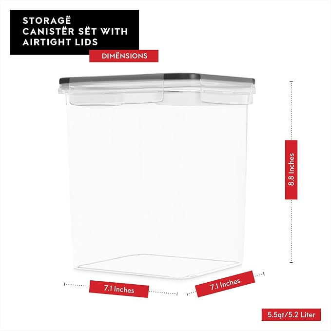 Pack of 4 Cereal Containers Storage Airtight Food Storage Containers 135.2oz and Pack of 2 Extra Large Flour and Sugar Containers for Pantry Organization and Storage 175 oz with Marker/Labels - Image 7