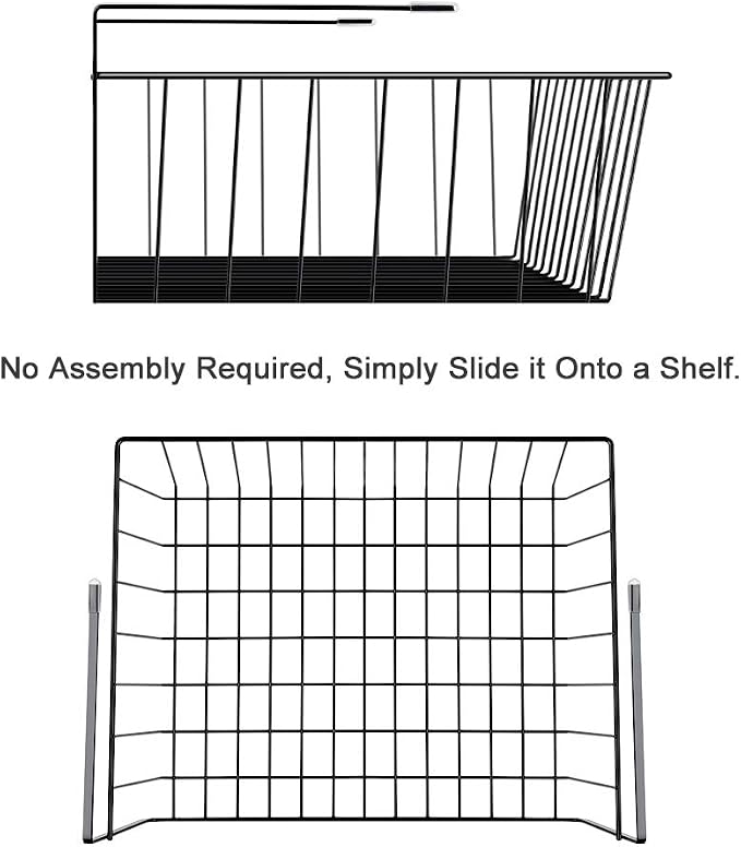 Neala Under Shelf Basket 4 Pack Hanging Under Shelf Storage Organizer Black Metal Wire Grid Under Table Shelf Storage Basket Rack for Pantry Cabinet Desk Bookshelf Office Closet - Image 4
