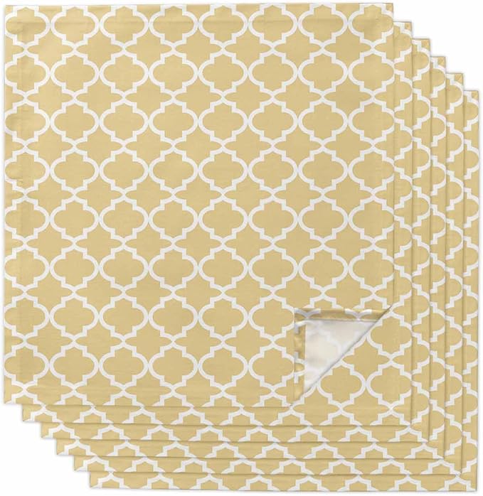 Cloth Napkins Set of 6-20x20 Inches, Yellow Moroccon Washable Reusable Table Napkins, Farmhouse Minimalist Ethnic Geometric Soft & Absortbent Dining Napkin for Party Wedding Hotel Restaurant by Unknown