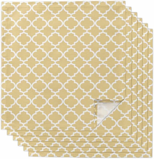 Cloth Napkins Set of 6-20x20 Inches, Yellow Moroccon Washable Reusable Table Napkins, Farmhouse Minimalist Ethnic Geometric Soft & Absortbent Dining Napkin for Party Wedding Hotel Restaurant by Unknown