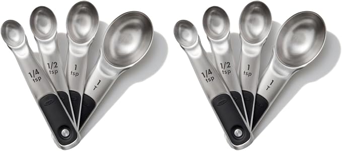 OXO Good Grips 4 Piece Stainless Steel Measuring Spoons with Magnetic Snaps, (Pack of 2) by Unknown