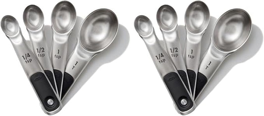 OXO Good Grips 4 Piece Stainless Steel Measuring Spoons with Magnetic Snaps, (Pack of 2) by Unknown