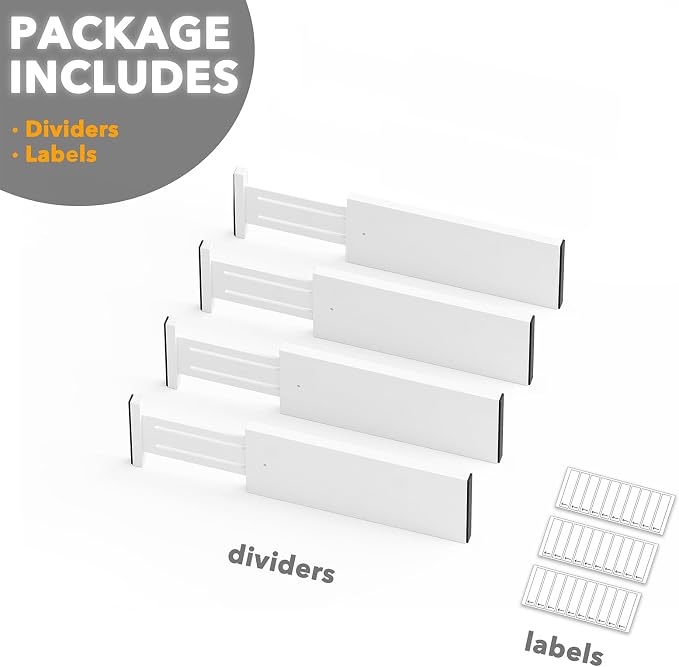 SpaceAid Bamboo 4 Pack Dresser Drawer Dividers, 4.65“ High Adjustable 12.5“-17” Drawer Organizers, Expandable Organization for Clothing, Clothes, Dressers, White - Image 7