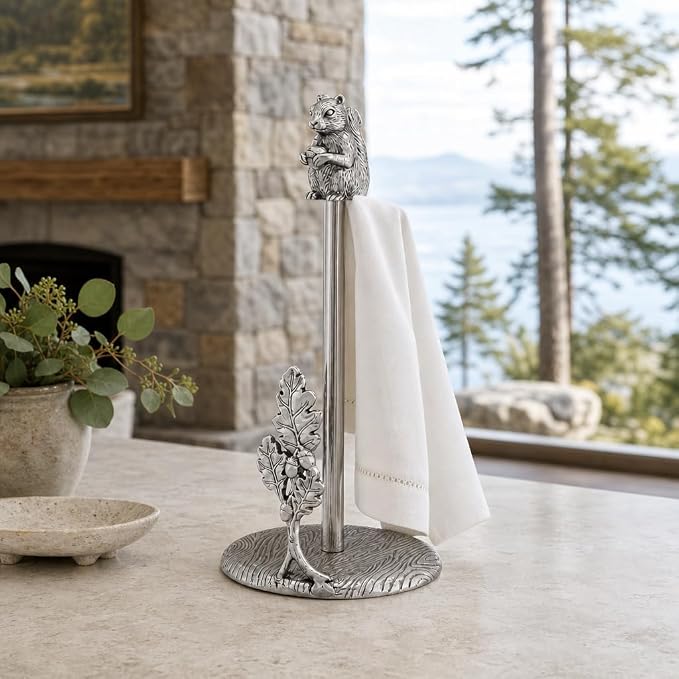 Arthur Court Squirrel Paper Towel Holder - Decorative Aluminum Kitchen Towel Stand - 15 Inch Tall - Image 6