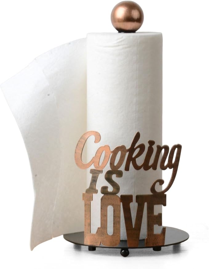 HAUCOZE Text Paper Towel Holder Countertop Metal Paper Roll Stand 13.4 Inch | Freestanding Paper Dispenser with Weighted Base Kitchen Decor Table Centerpiece Gift for Dining Room Bathroom by HAUCOZE