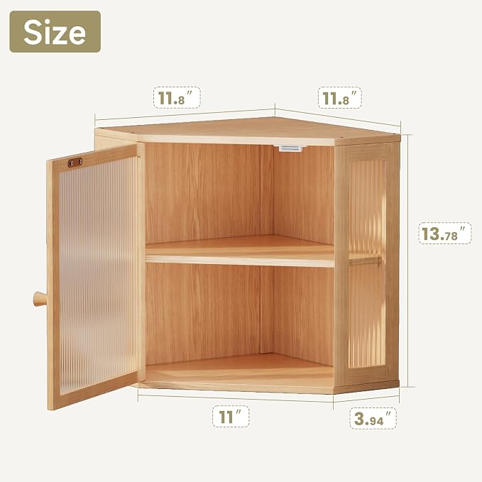 Corner Bread Box for Kitchen Countertop,Bread Storage Bin (Natural, Mediun) | Double Layer Large Capacity Bamboo Bread Container with Acrylic Door,Height Adjustable - Image 2