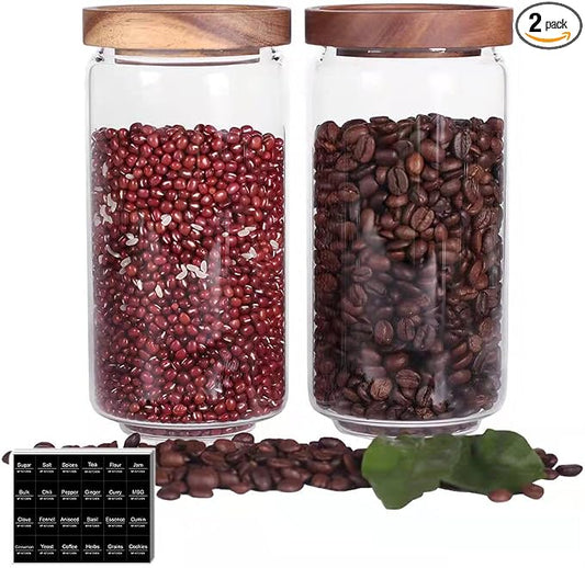 SAIOOL Borosilicate Glass Kitchen Jars/Canisters, 2 Pack 30Oz/900ml by SAIOOL