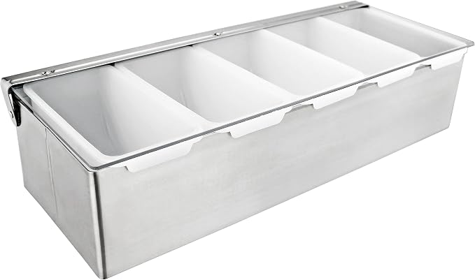 New Star Foodservice 48032 Stainless Steel Condiment Dispenser with 5 Compartments (No Ice Tray) by NewStarFoodservice