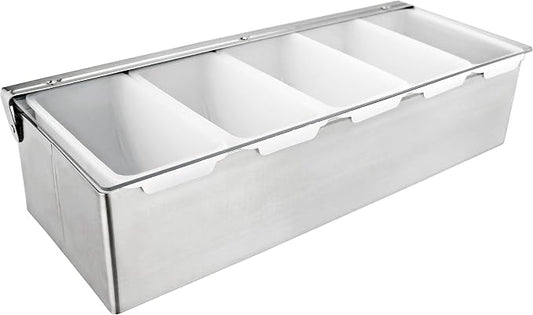 New Star Foodservice 48032 Stainless Steel Condiment Dispenser with 5 Compartments (No Ice Tray) by NewStarFoodservice