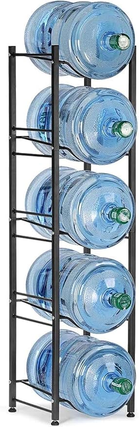 LIANTRAL 5 Gallon Water Jug Holder, 5 Tiers Brown Heavy Duty Water Rack | Freestanding Water Bottle Organizer for Home Office - Image 2