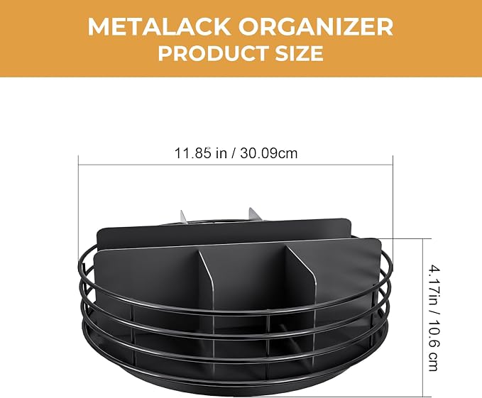 Snack Organizer - Versatile Snack Storage, Lazy Susan with Convenient Grab-and-Go Design, Metal Snack Holder for Home, Office, Breakroom, 11.85" L x 11.85" W x 4.17" H (Matte Black) - Image 2