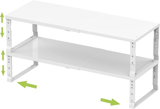 Jojocross Expandable Stackable Spice Rack Organizer for Kitchen Cabinet,Adjustable Counter Shelf, countertop, Pantry,Cupboard,Bathroom,Bedroom(2Packs/White/Large) by JOJOCROSSHIGHQUALITYLIFE