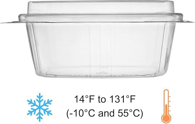 12oz Tall Dome RPET Clear Hinged Lid Deli Container- 200Pcs - Image 3