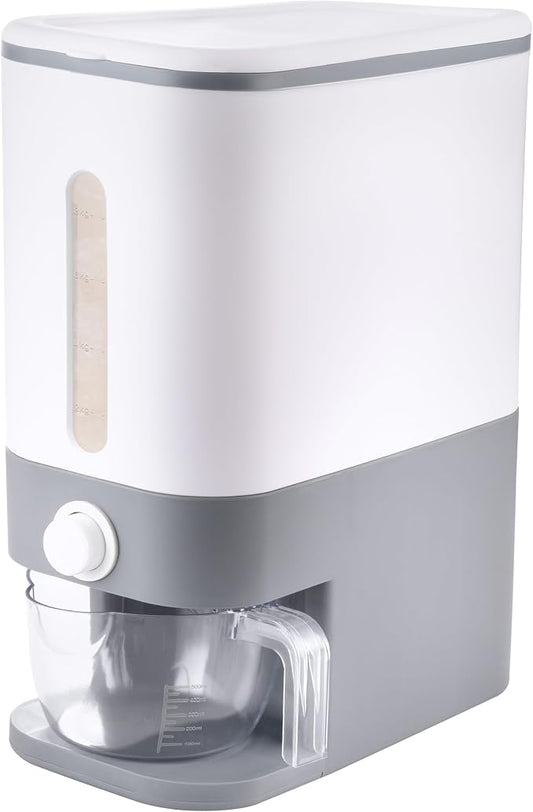 Rubtlamp 22.5-25 Lbs Gray Rice Dispenser, Rice Container with Lid, Rice Storage Container with Measuring Cup, Food Dispenser Rice Container, Storage Container for Cereal, Household Rice Bucket by Rubtlamp