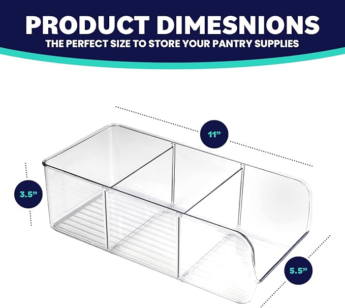 ELTOW 6-Pack Snack Organizer, 3-Compartment Plastic Bins with Removable Dividers, Chip & Food Storage for Pantry, Spices, Fridge, and Cabinet - Image 6