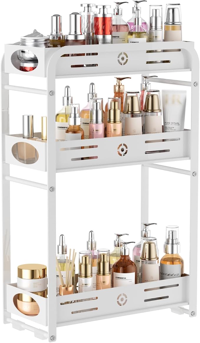 Aduanbang 3-Tier Counter Organizer Shelf, Metal Spice Rack for Kitchen, Vanity, Coffee Area and Home Office, (White, 3 Tier) by Aduanbang