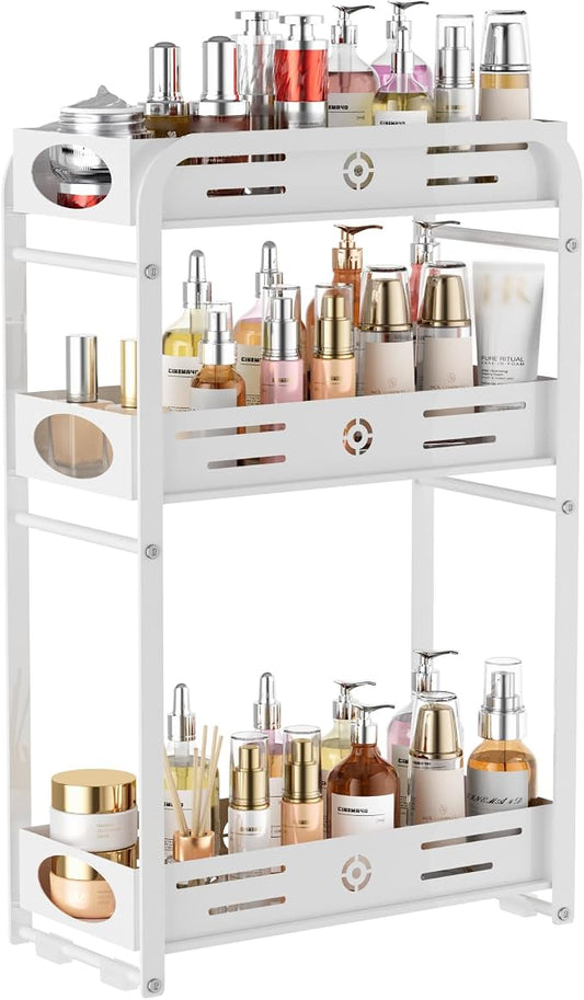 Aduanbang 3-Tier Counter Organizer Shelf, Metal Spice Rack for Kitchen, Vanity, Coffee Area and Home Office, (White, 3 Tier) by Aduanbang