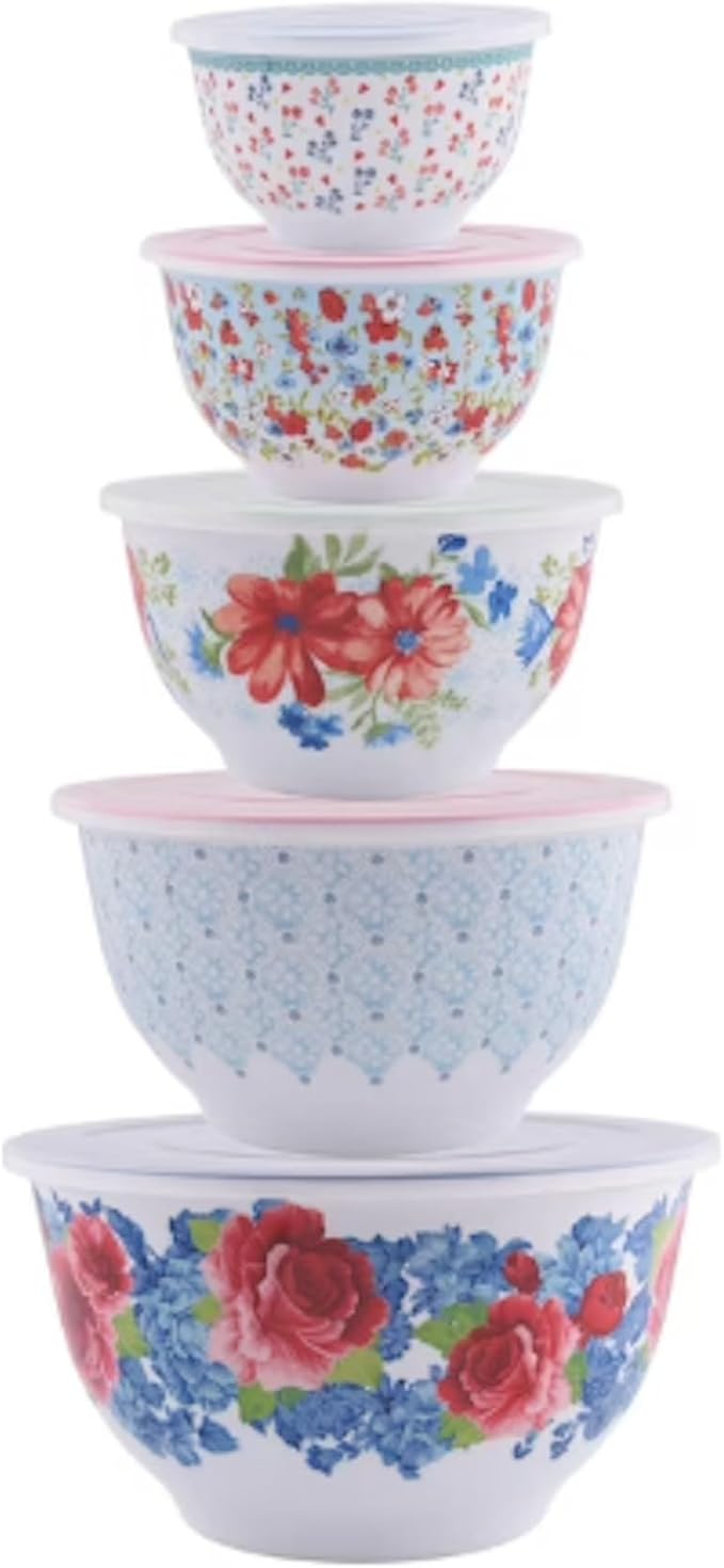 Heritage Melamine Mixing Bowl Set, 10 Pieces with Lids (Heritage) - Image 3