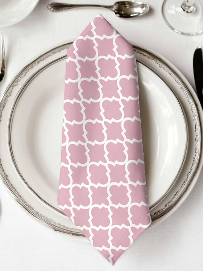 Cloth Napkins Set of 2-20x20 Inches, Pink Moroccon Washable Reusable Table Napkins, Romantic Minimalist Modern Aesthetic Soft & Absortbent Dining Napkin for Party Wedding Hotel Restaurant - Image 2