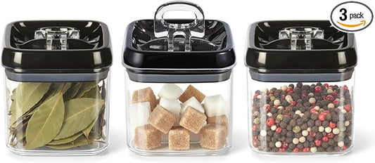Felli Flip Tite Food Storage Container 5" LARGE Size Airtight Lid Lock Top, Stackable Kitchen Canister for Space Saving, Pantry Fridge Cupboard Organizer, Spice Seasoning Pet Treats Snack (1.1 qt) by Felli